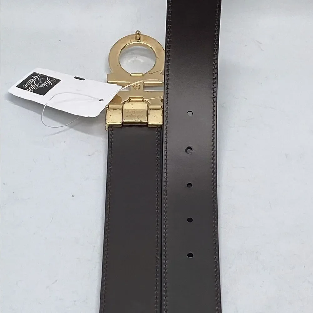 Ferragamo Reversible Adjustable Double-Gancini Leather Belt size 46 - Picture 4 of 8